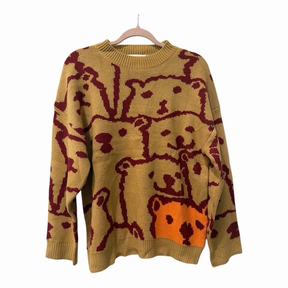 Cozy Shandao Bear Sweater Kidcore Size Medium Knit Pullover Cute Animal - Picture 1 of 7